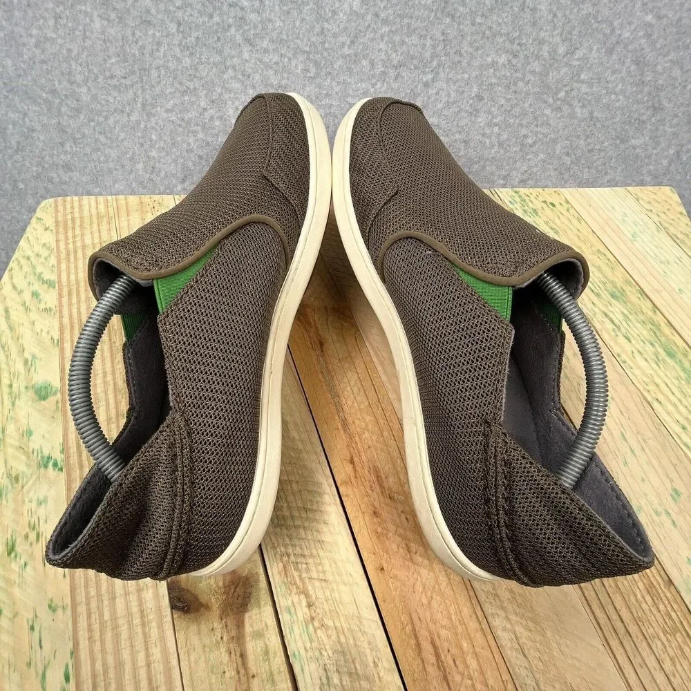 Olukai Nohea Mesh Loafers Mens Sz 9 Mustang Lime Peel Brown Slip On Casual Shoes